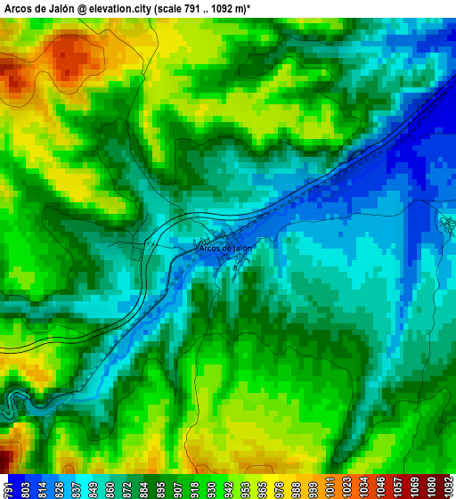 Arcos de Jalón elevation map