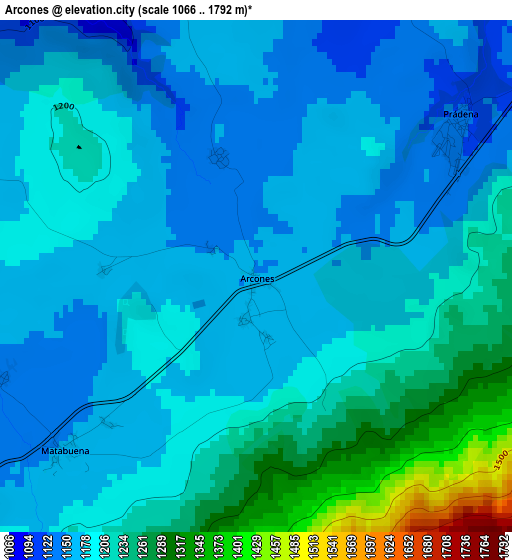 Arcones elevation map