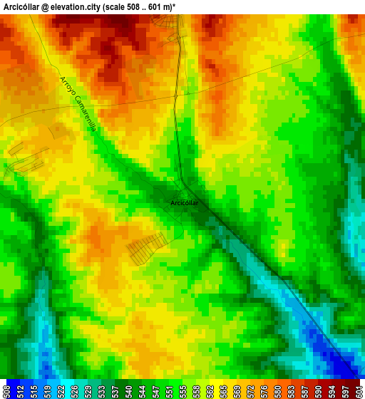 Arcicóllar elevation map