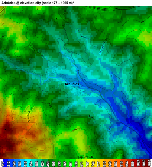 Arbúcies elevation map