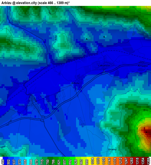 Arbizu elevation map