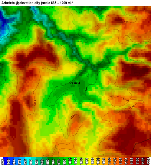 Arbeteta elevation map