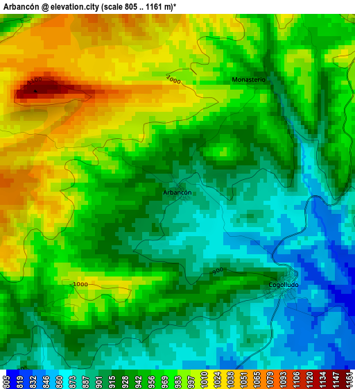 Arbancón elevation map