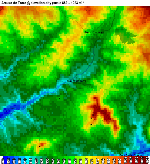 Arauzo de Torre elevation map