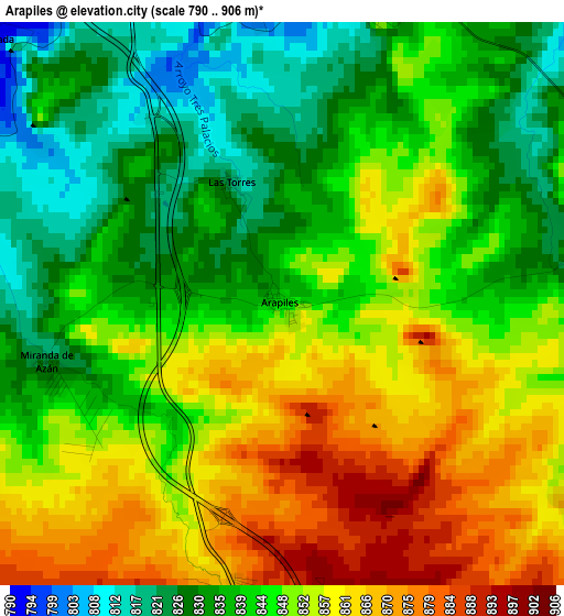 Arapiles elevation map