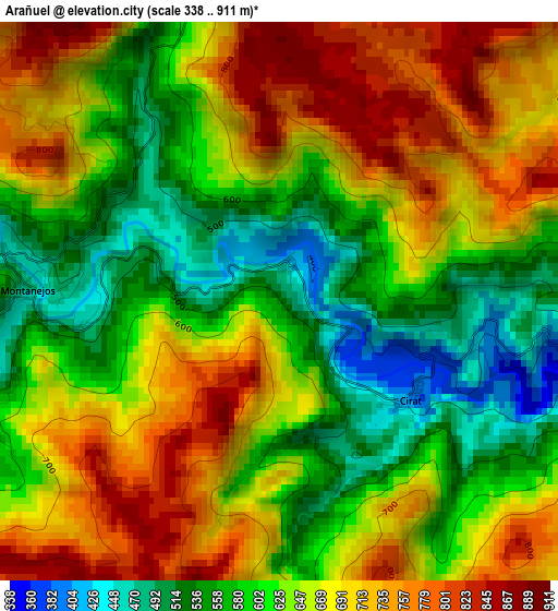 Arañuel elevation map