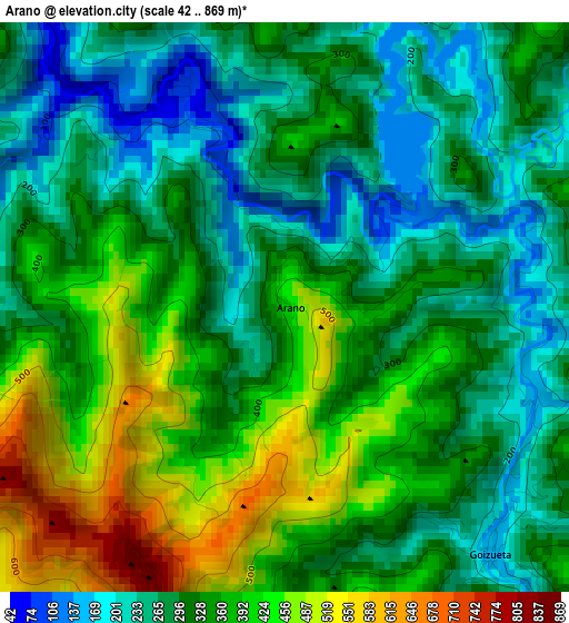 Arano elevation map