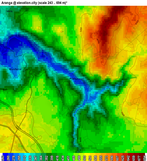 Aranga elevation map