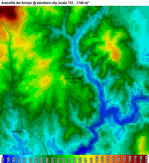 Arandilla del Arroyo elevation map