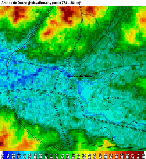 Aranda de Duero elevation map