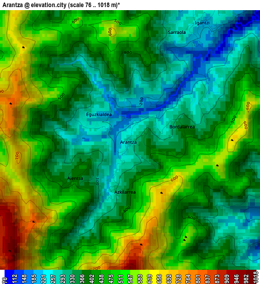 Arantza elevation map