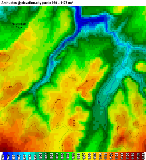 Arahuetes elevation map