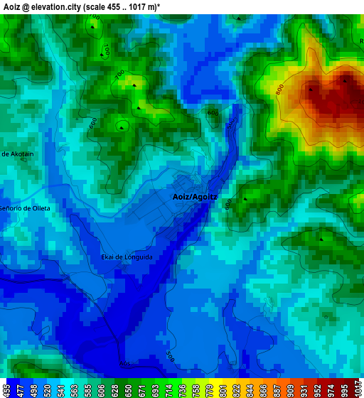 Aoiz elevation map