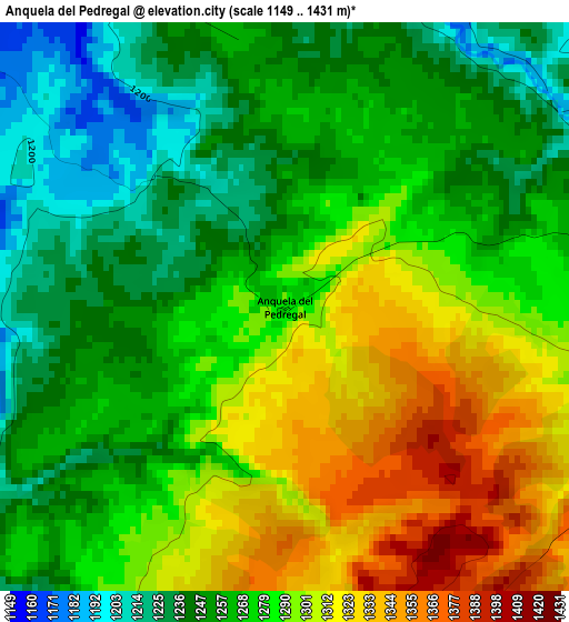 Anquela del Pedregal elevation map