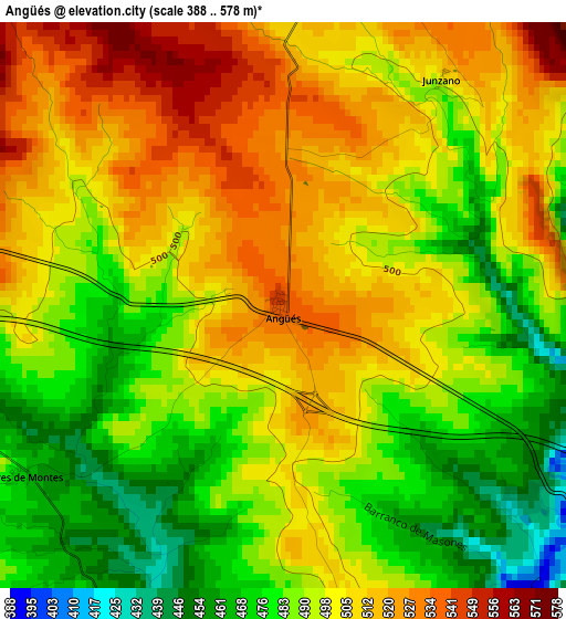 Angüés elevation map