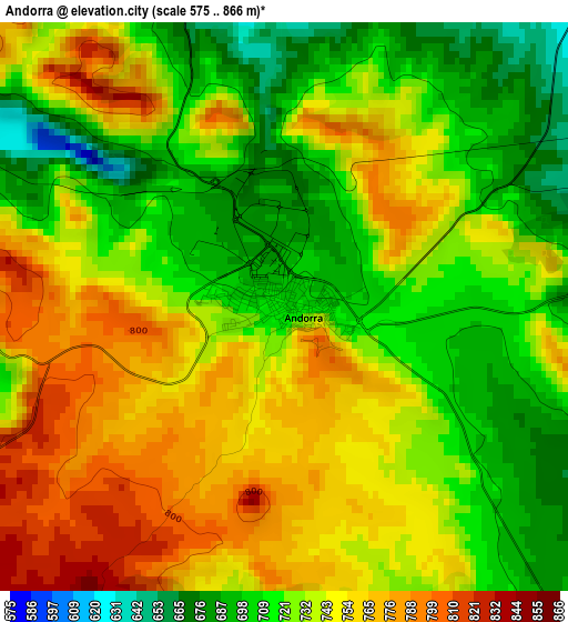 Andorra elevation map