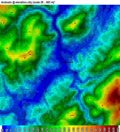 Andoain elevation map