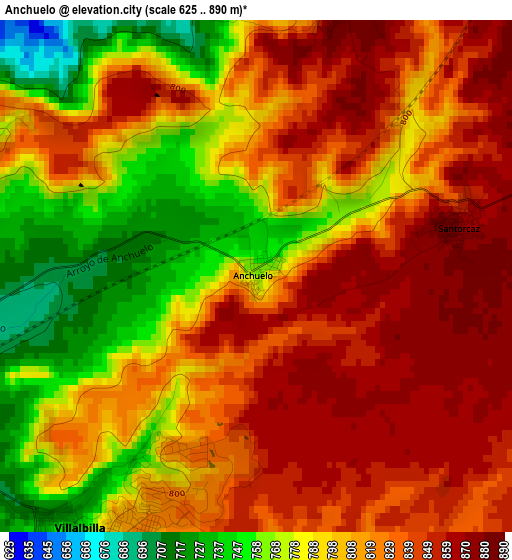 Anchuelo elevation map