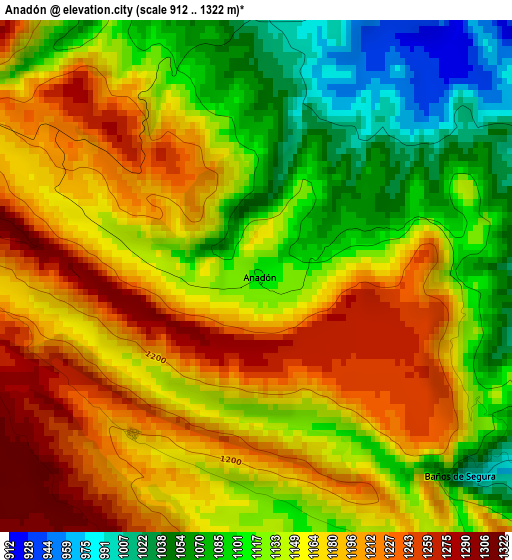 Anadón elevation map