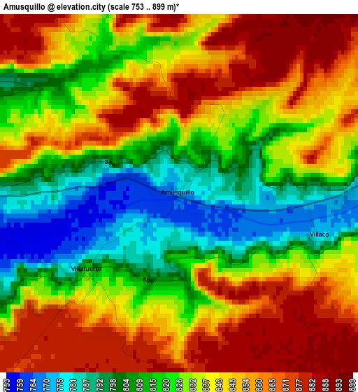 Amusquillo elevation map