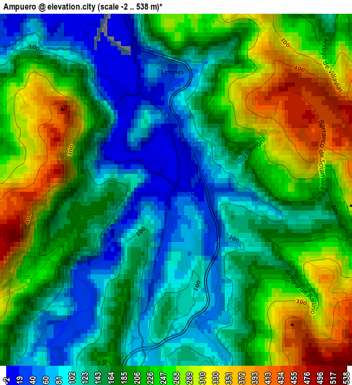 Ampuero elevation map