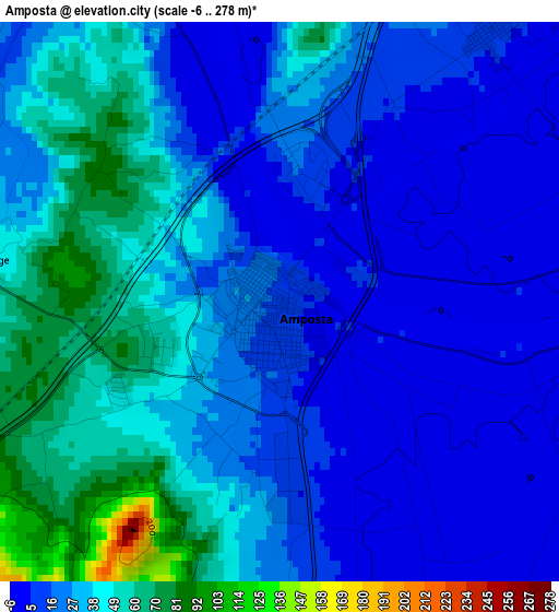 Amposta elevation map