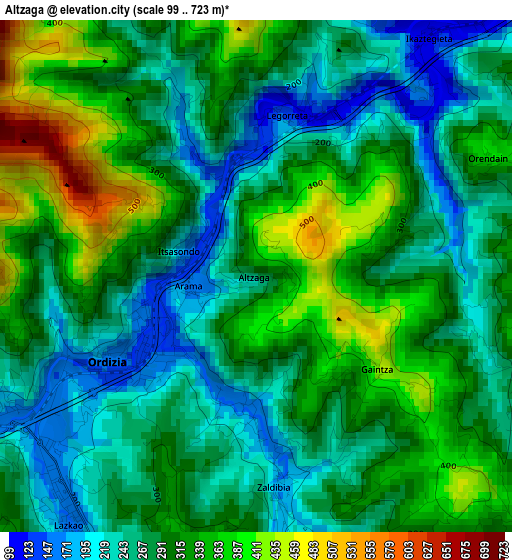 Altzaga elevation map