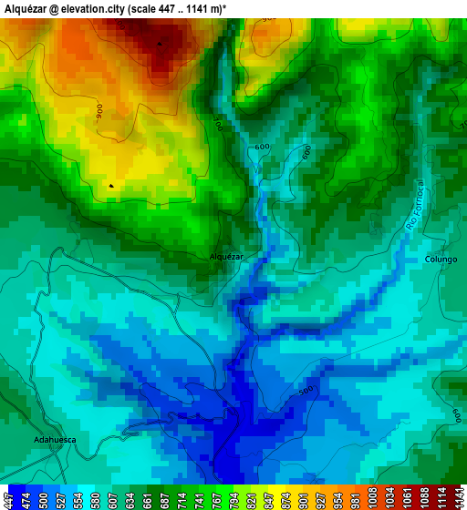 Alquézar elevation map