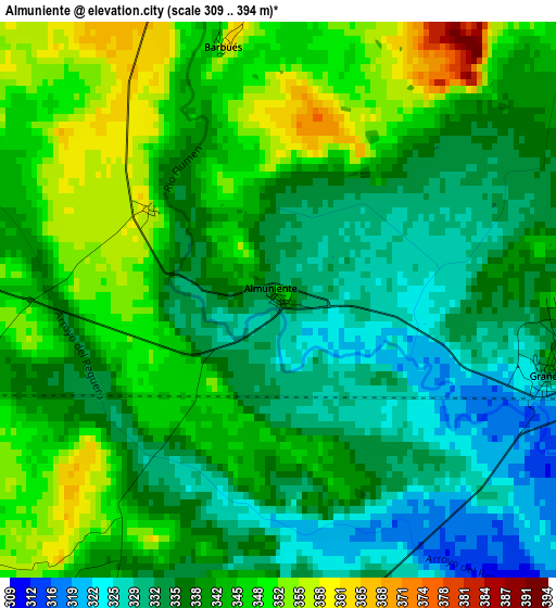 Almuniente elevation map