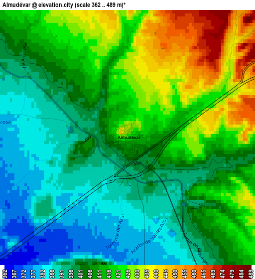 Almudévar elevation map