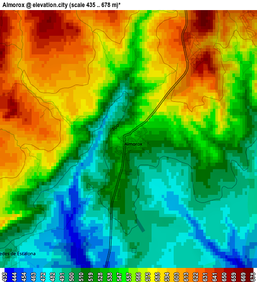 Almorox elevation map