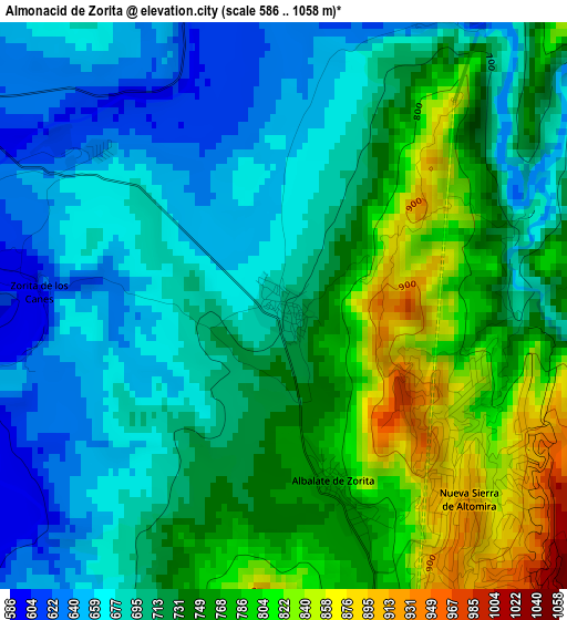 Almonacid de Zorita elevation map