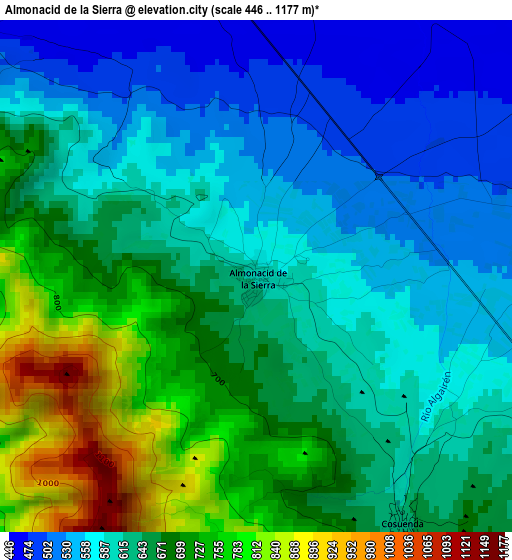 Almonacid de la Sierra elevation map