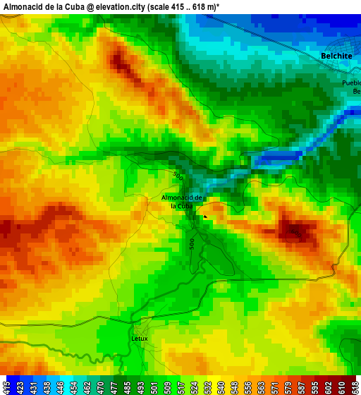 Almonacid de la Cuba elevation map