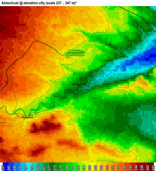 Almochuel elevation map