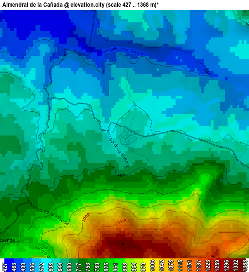 Almendral de la Cañada elevation map