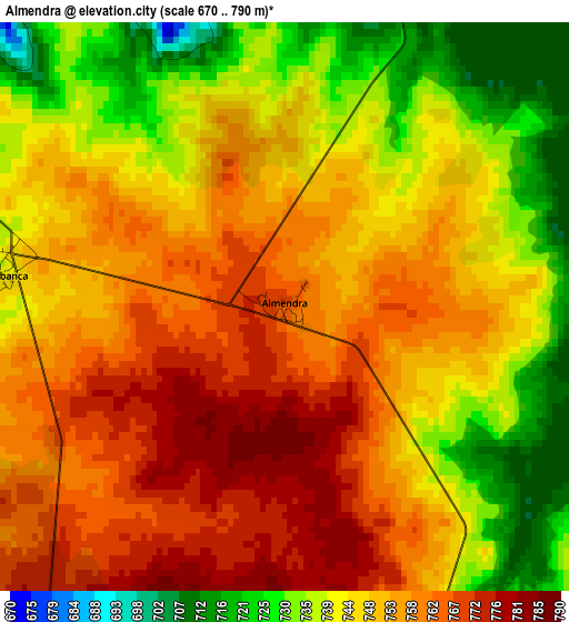 Almendra elevation map