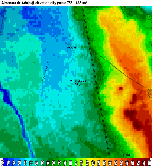 Almenara de Adaja elevation map