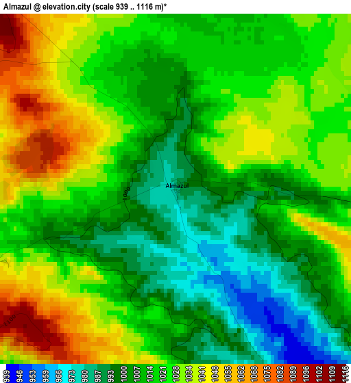 Almazul elevation map