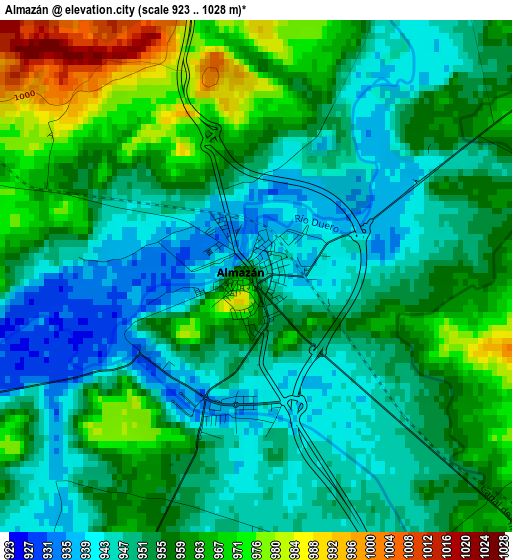 Almazán elevation map