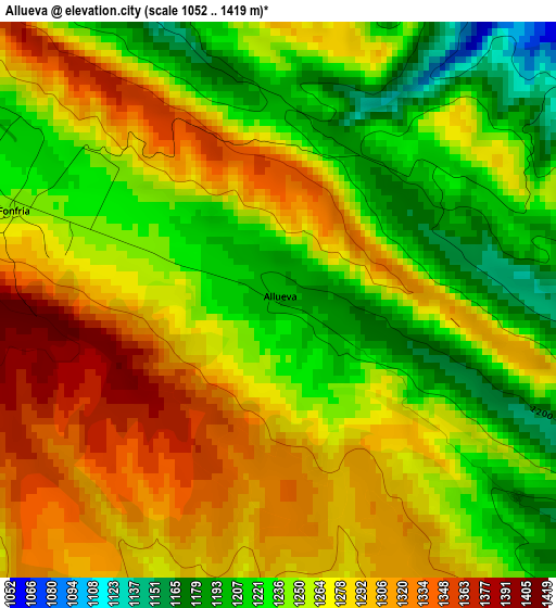 Allueva elevation map