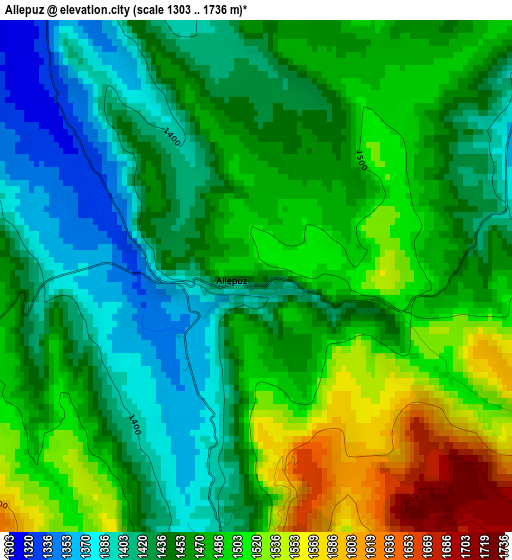 Allepuz elevation map