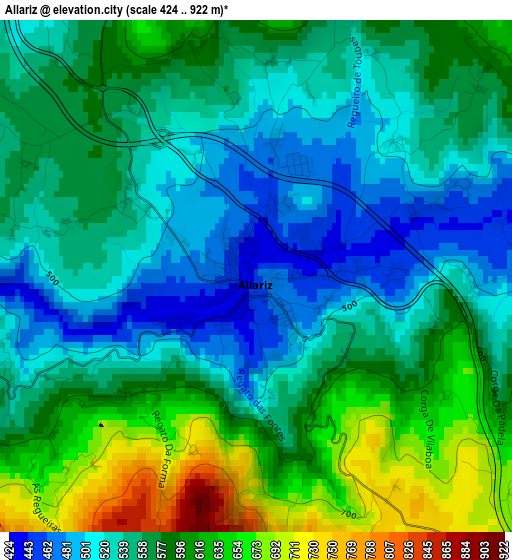 Allariz elevation map