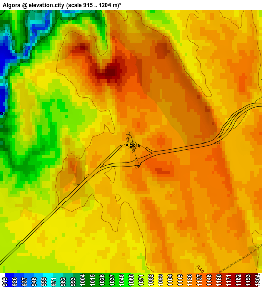 Algora elevation map