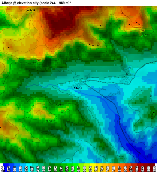 Alforja elevation map