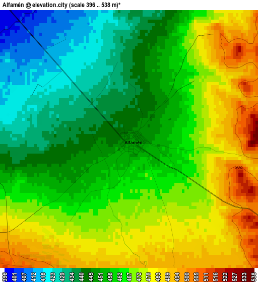 Alfamén elevation map