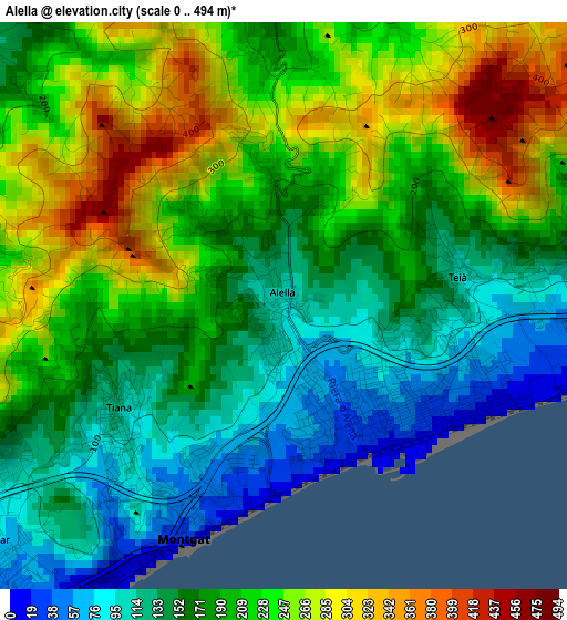 Alella elevation map