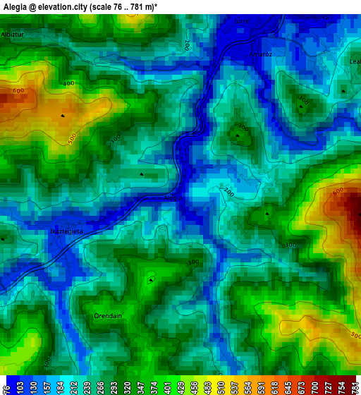 Alegia elevation map