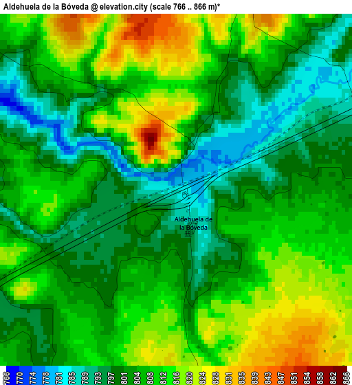 Aldehuela de la Bóveda elevation map