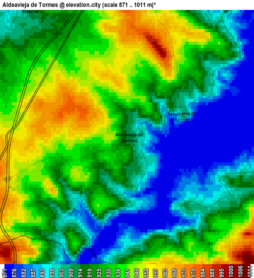 Aldeavieja de Tormes elevation map